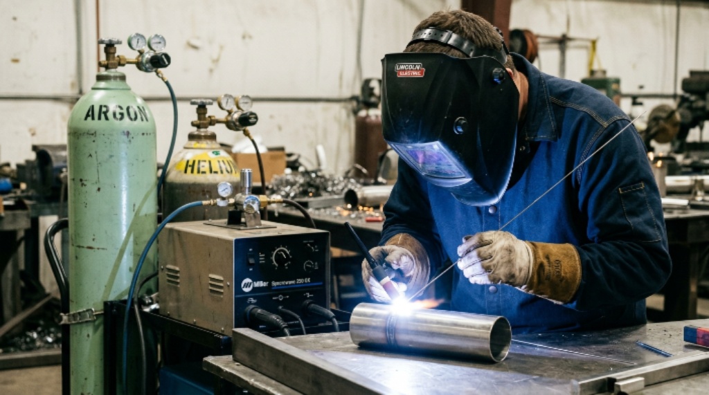 Argon and helium gases for TIG welding